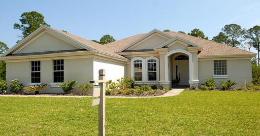 A stucco home with a 