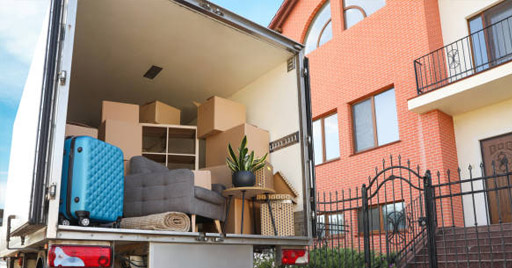 A moving truck full of furniture.